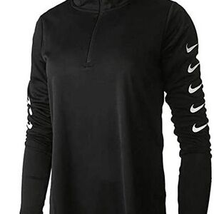 Nike Black Long Sleeve Sweatshirt with Relaxed Fit and Polo Collar